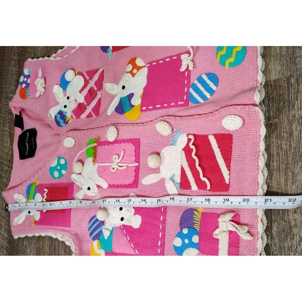 Michael Simon Womens Easter Bunny Sweater Vest Size S Egg Novelty Kitsch Spring - Picture 11 of 13